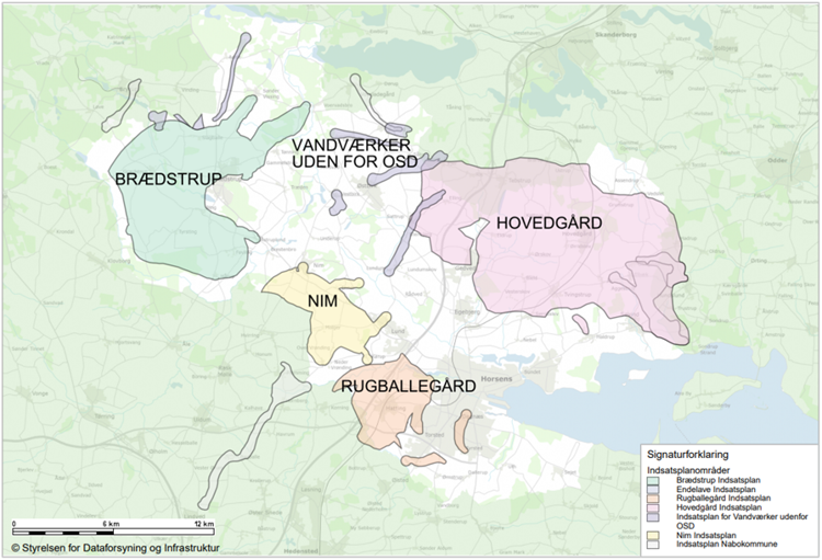 Indsatsplanområderne i vores kommune er markeret på kortet